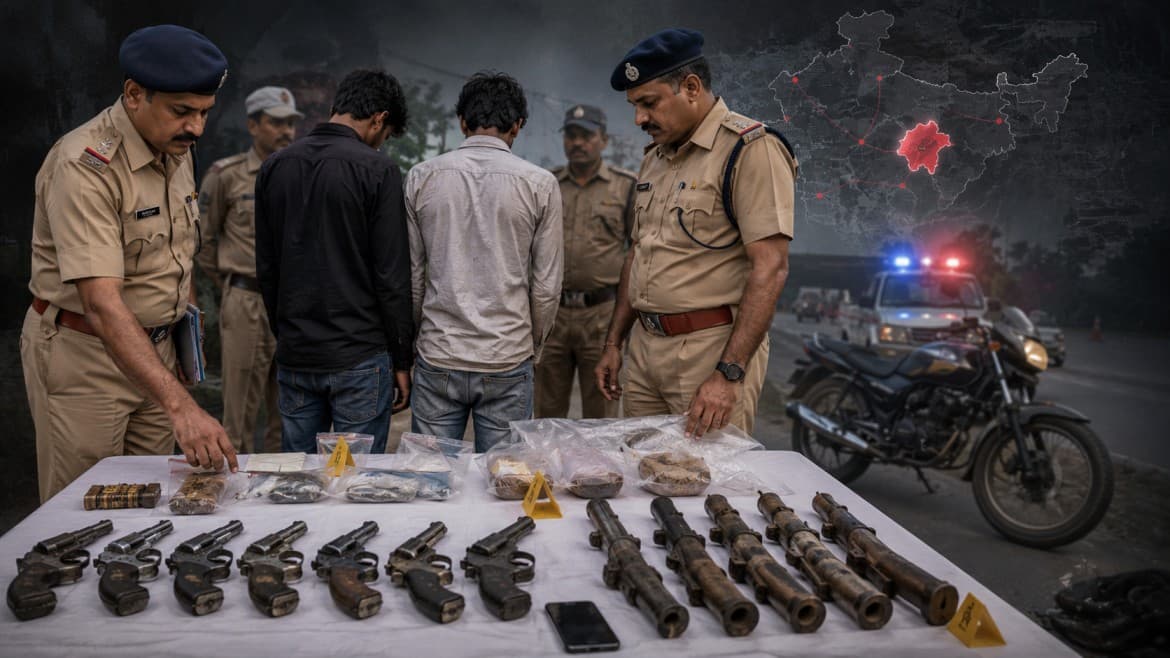 बड़वानी पुलिस ने 12 अवैध हथियारों के साथ भिंड के दो बदमाश पकड़े